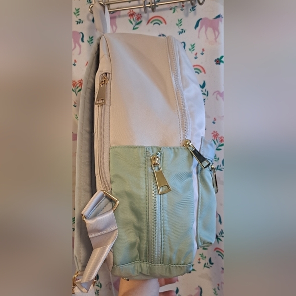 Isaac Mizrahi Pastel Color Block Nylon Neutral Boho School Backpack Purse Bag main image 12